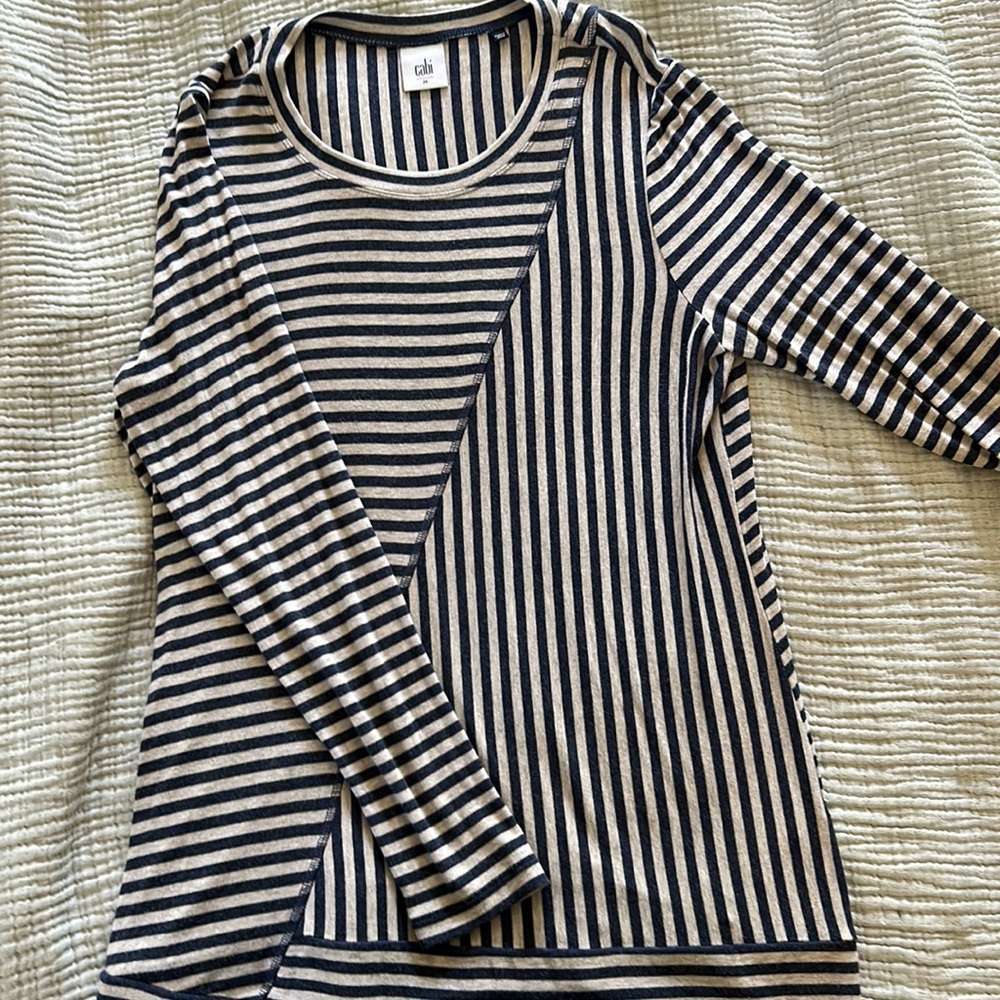 Cabi Navy Striped Top - Medium